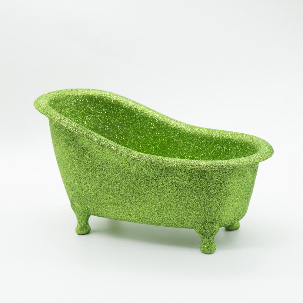 Green Glitter Plastic Mini Bathtub Storage