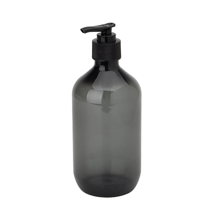 clear gray plastic bottle made
