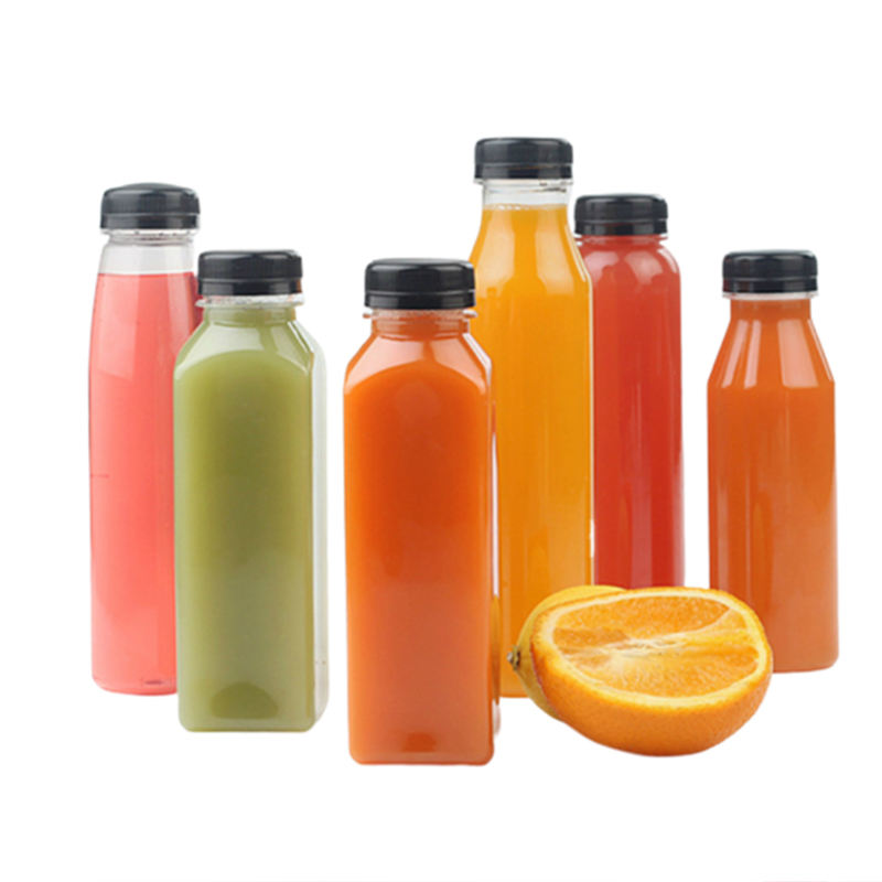 clear pet plastic juice bottles with black lid
