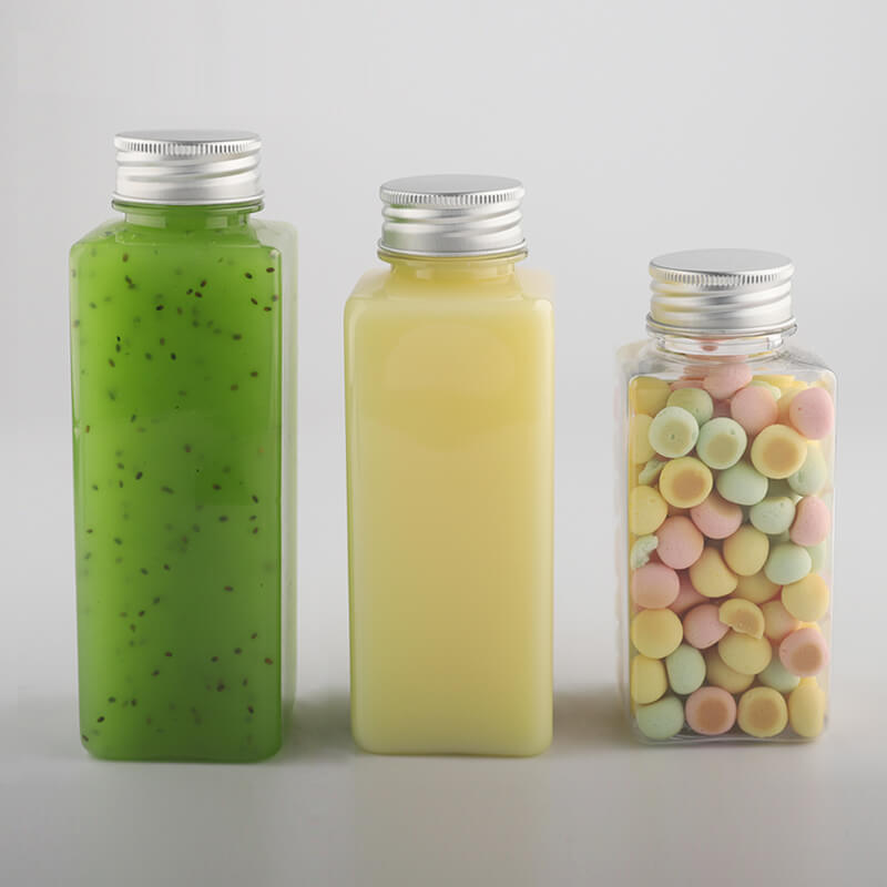 Clear PET Wide Mouth Beverage Bottle Square