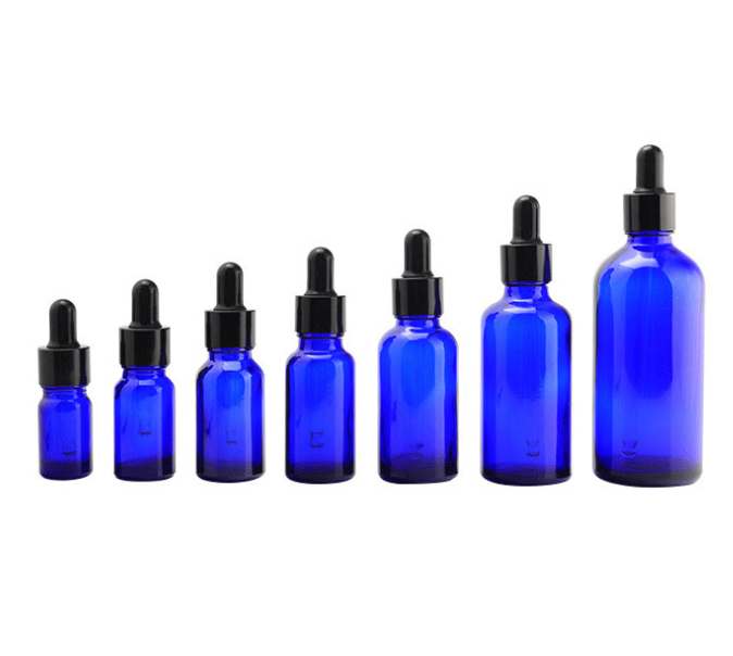 Blue Serum Glass Essential Oil Dropper Bottles