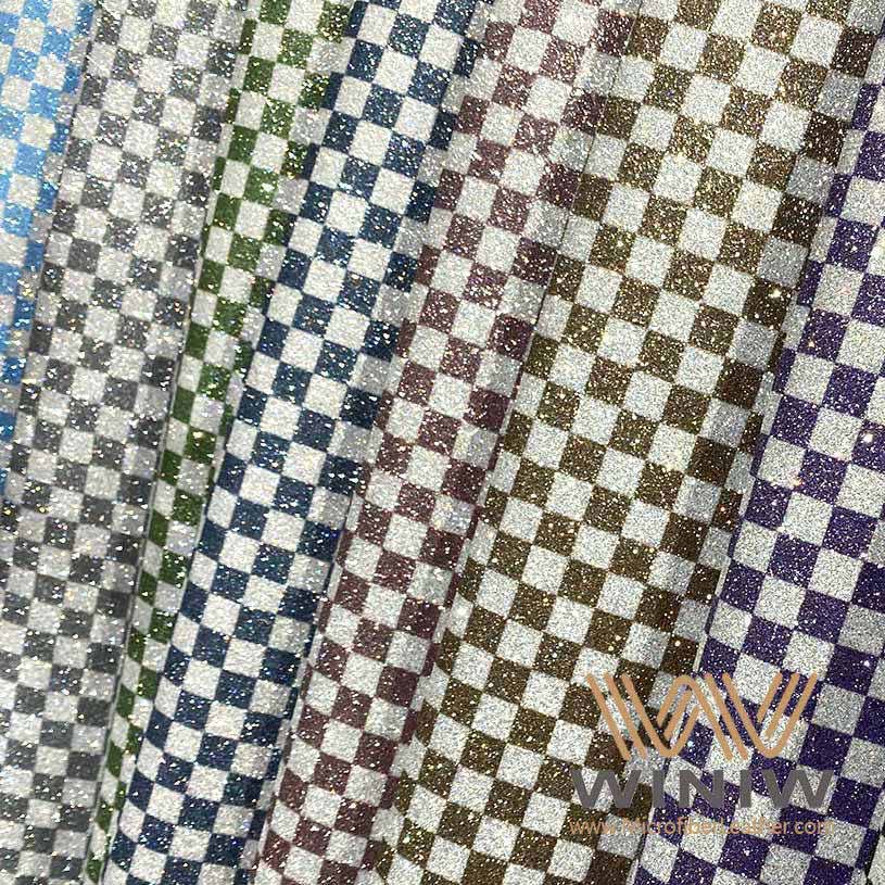 Checkerboarded glitter leather