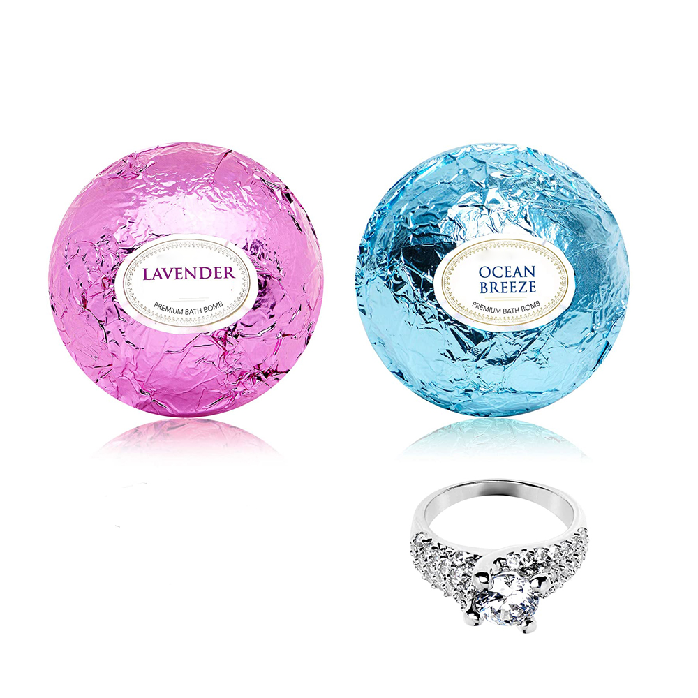 bath bomb with surprise ring inside