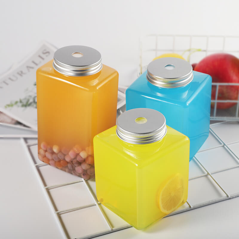 Clear PET Wide Mouth Short Beverage Bottle Square