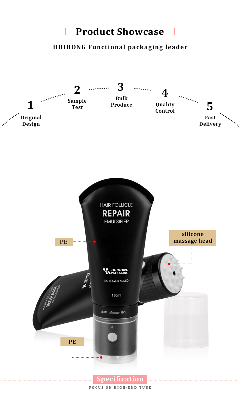 Black PE Squeeze Tube Scalp Massage Tube