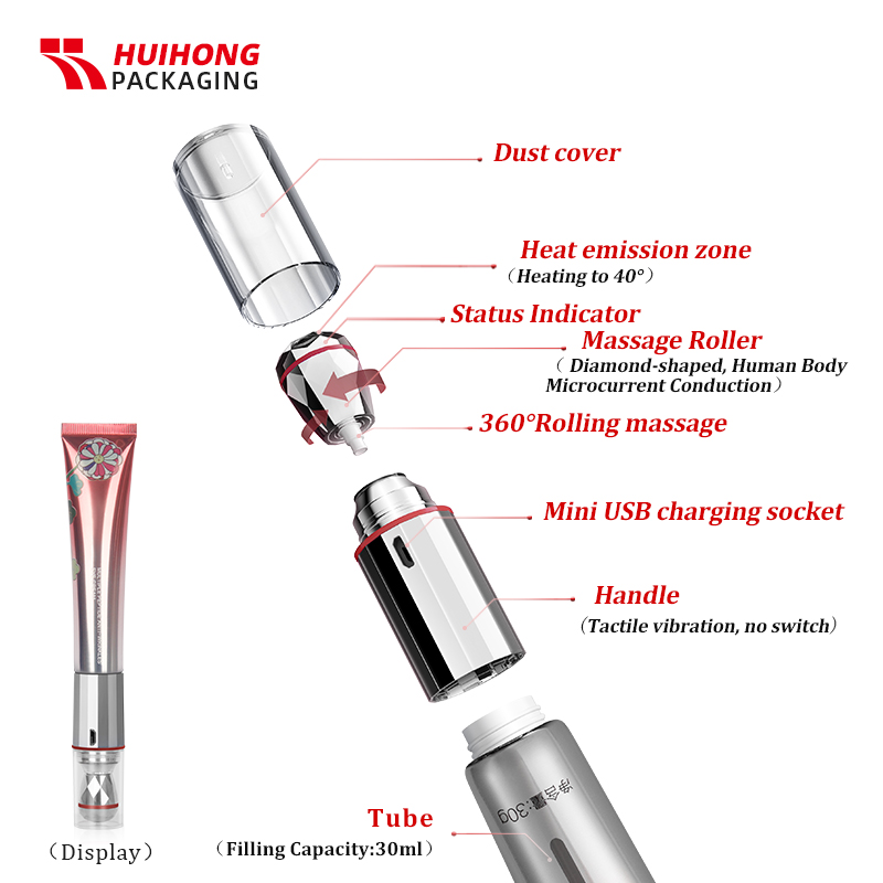 Vibrating roller head eye cream tube