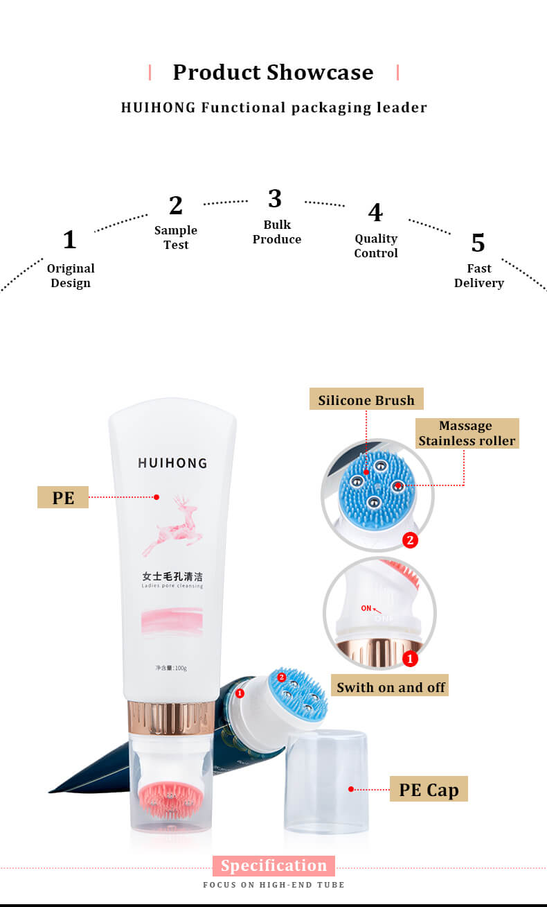 Stainless Roller Applicator Tube Silicone Brush Massage Tube