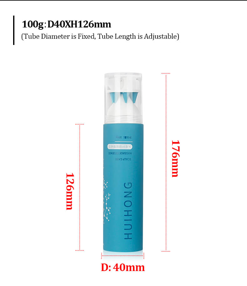 Blue Green Tube With PETG Lid Degradable PE Tube Massage Applicator