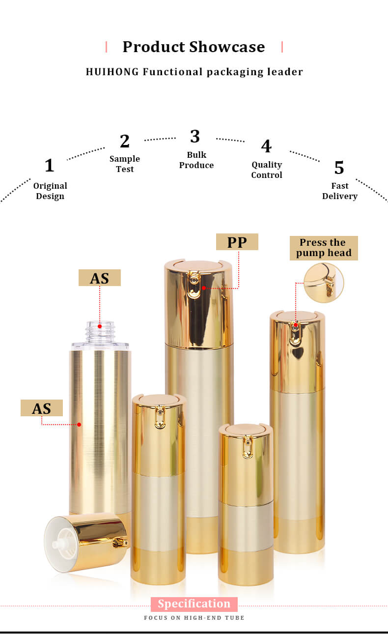 Gold Mist Pump Bottle Airless Lotion Bottle