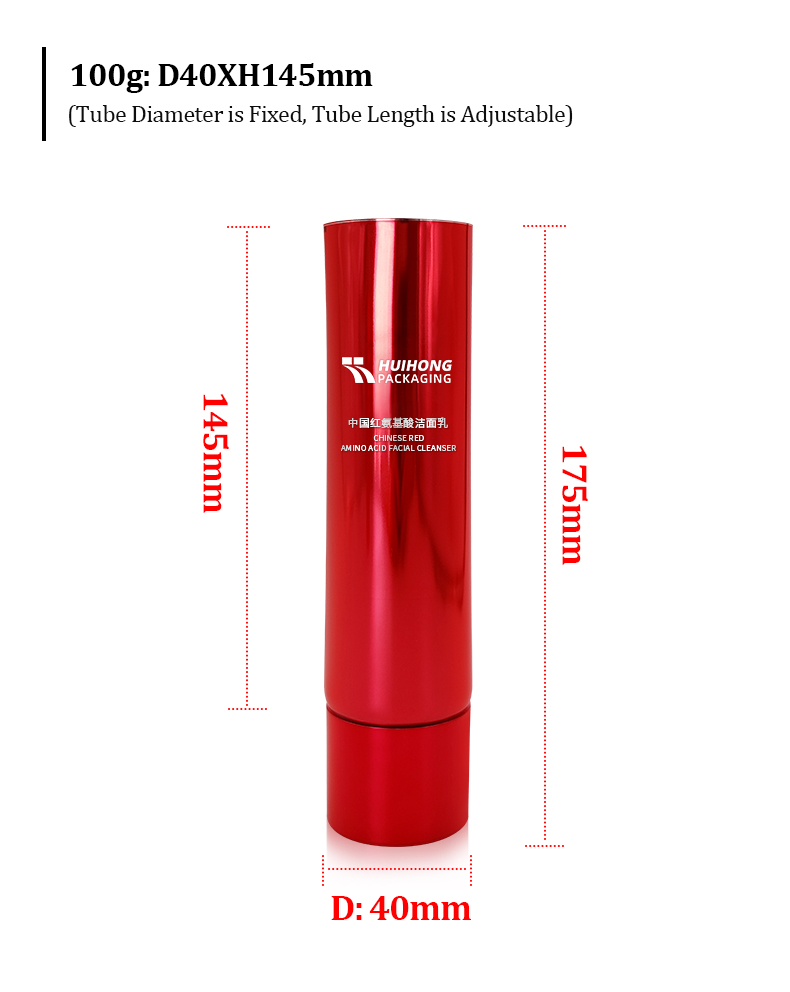 Red 100ml Aluminum Round Tube