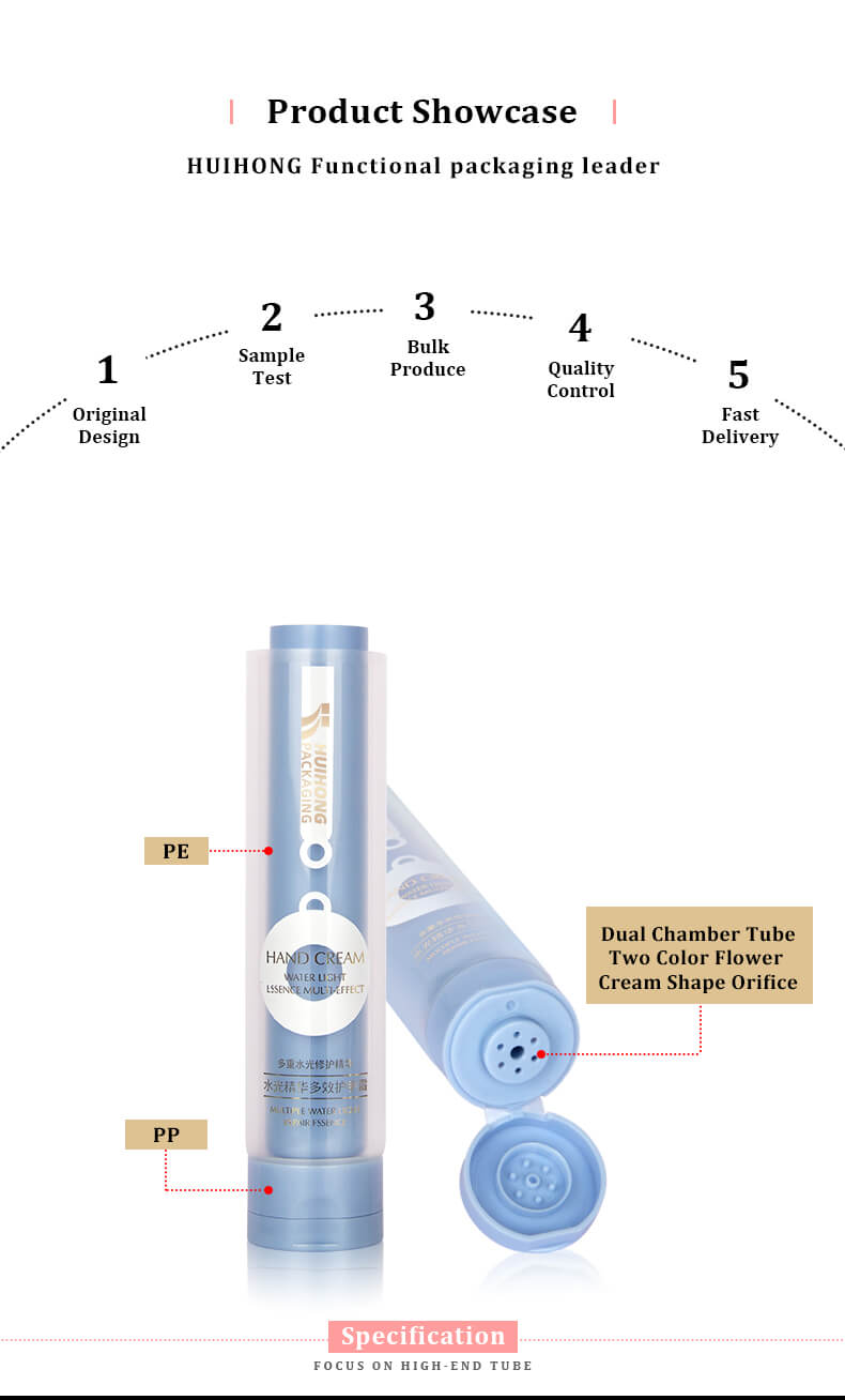 Blue Dual Chamber Tube Hand Cream Squeeze Tube
