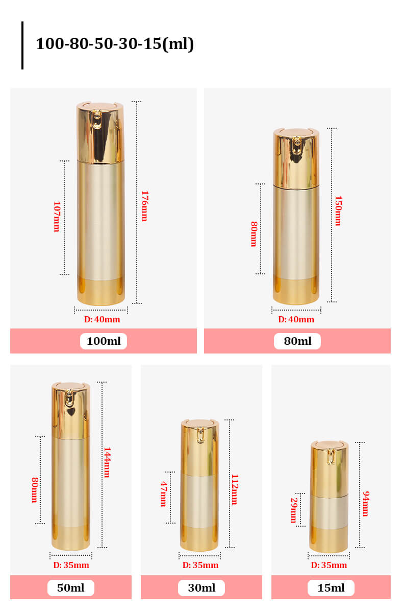 Airless Pump Packaging Bottle Luxury Cosmetic Lotion Bottle