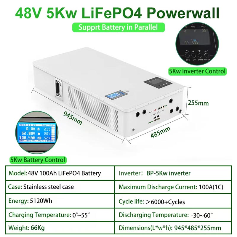 48V 100Ah lithium power wall