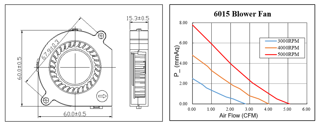 6015 low noise centrifugal blower fan