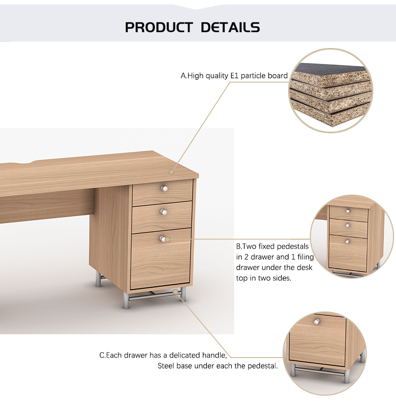 Office desk with filing cabinets