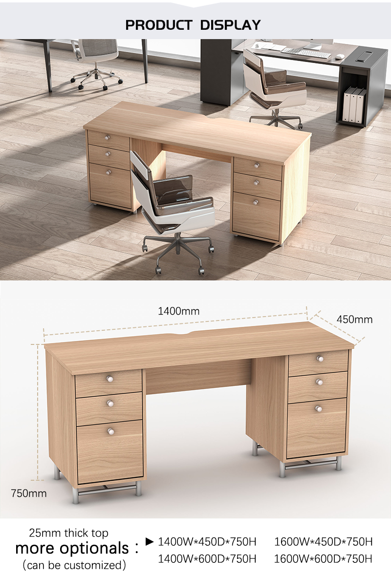 Office desk with filing cabinets