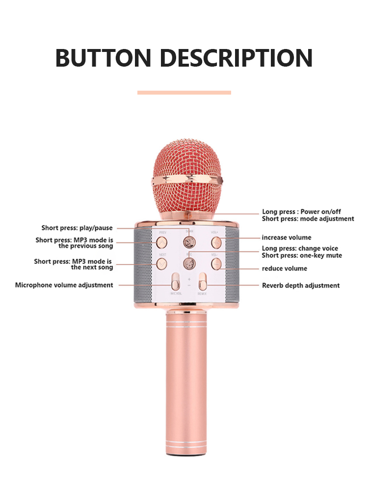 Karaoke microphone wireless support customization
