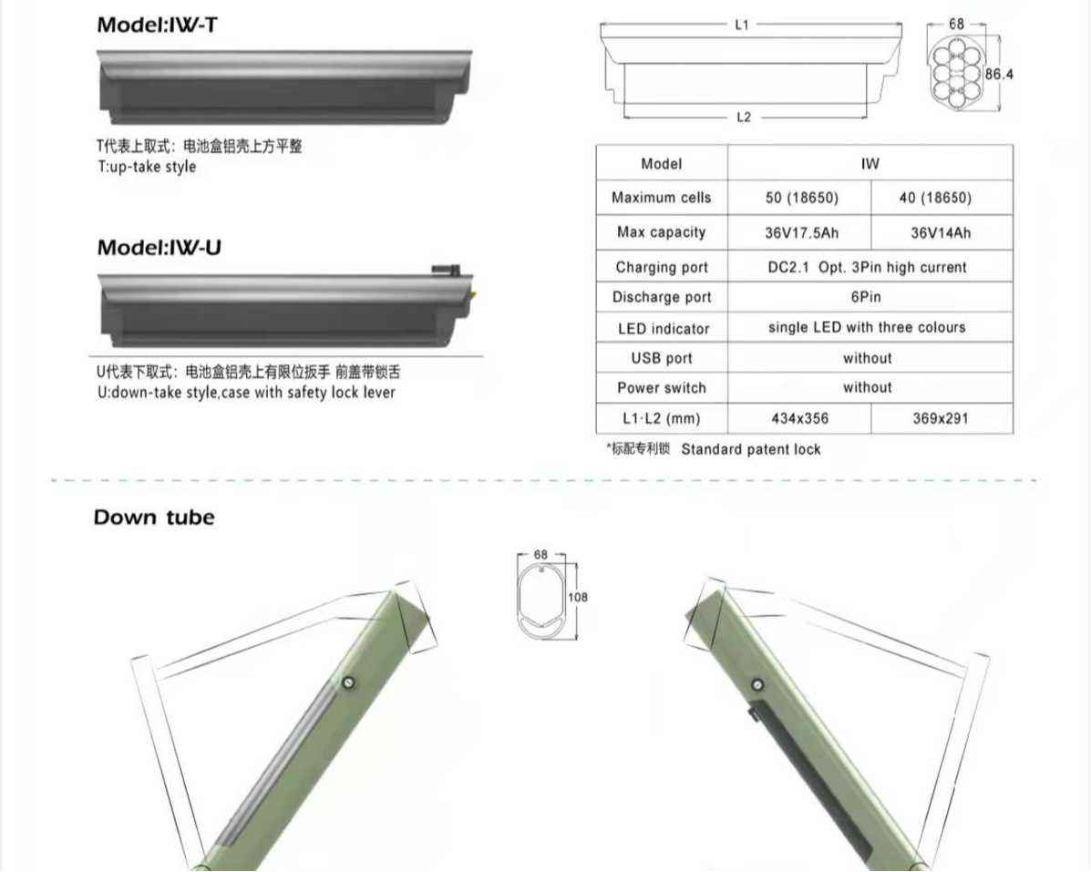 E BIKE BATTERY FOR FRAMES