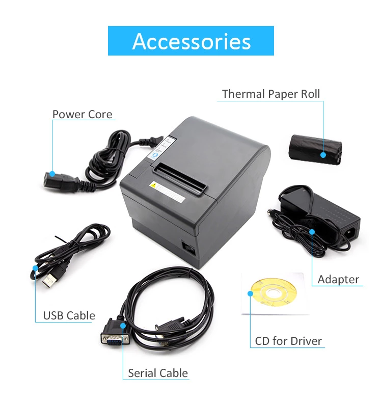 High speed 3inch thermal receipt printer  80mm pos thermal printer with auto cutter CK821