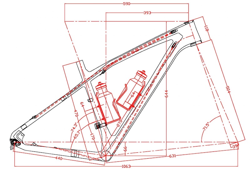 2d drawing hardtail MTB bike frames