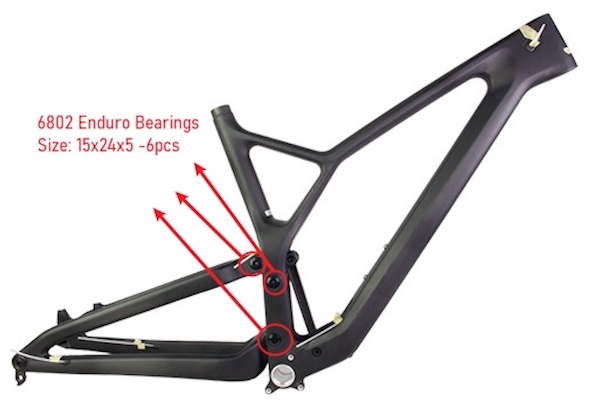 Bearing Size Full suspension bike frame Bearing Size Full suspension bike frame