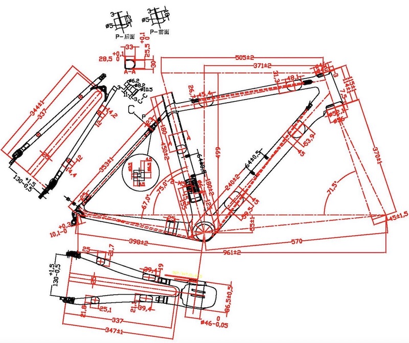 Road bikes frames 2D drawing