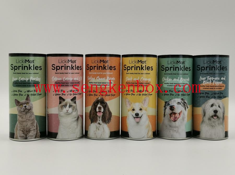 Food Grade Cat Dog Biscuit Packaging Round Shaker Paper Box Food Grade Cat Dog Biscuit Packaging Round Shaker Paper Box