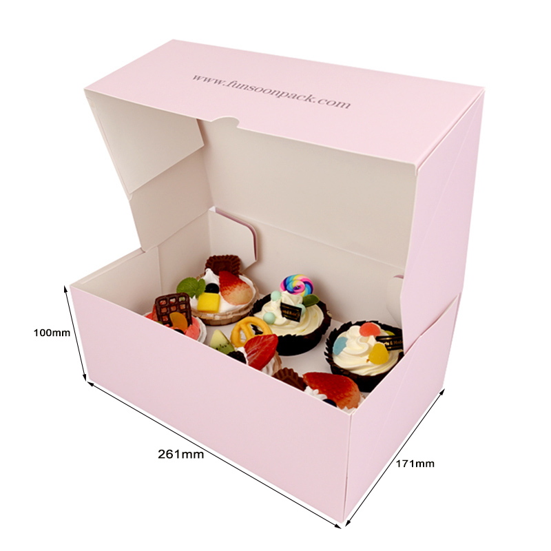 6 Cupcakes dessert pink paper box 
