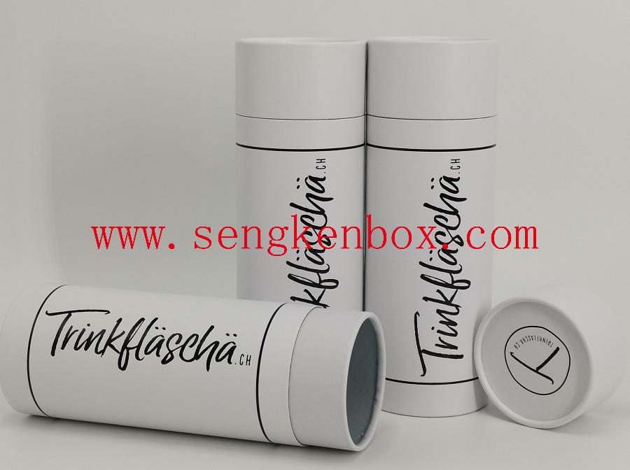 White Paper Tube with Black Foil Stamping for Clothes Packaging White Paper Tube with Black Foil Stamping for Clothes Packaging