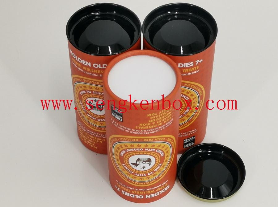 Veterinary Medicine Packaging Round Paper Canister with Metal Lid Veterinary Medicine Packaging Round Paper Canister with Metal Lid