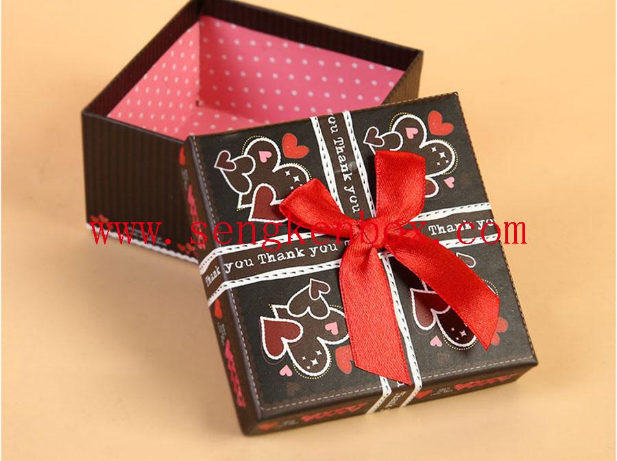 Square Paper Box With Ribbon Bow