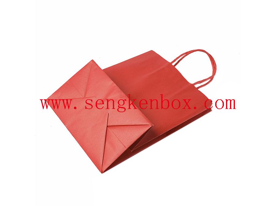 Customizable Red Kraft Paper Bag