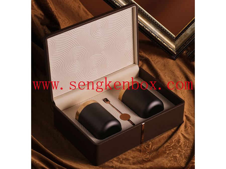 Place Metal Cans Tea Packaging Leather Box Place Metal Cans Tea Packaging Leather Box