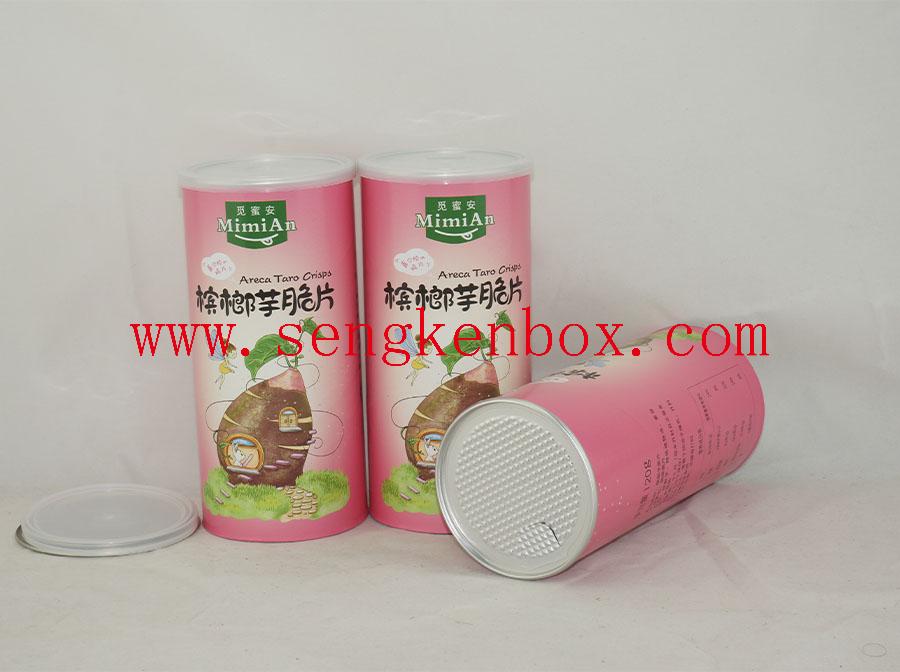 Areca Taro Crisps Paper Cans With Tear Foil To Seal