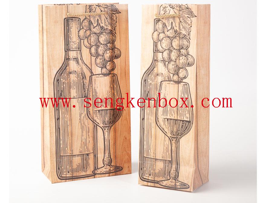 Khaki Wine Print Paper Wine Bag Khaki Wine Print Paper Wine Bag