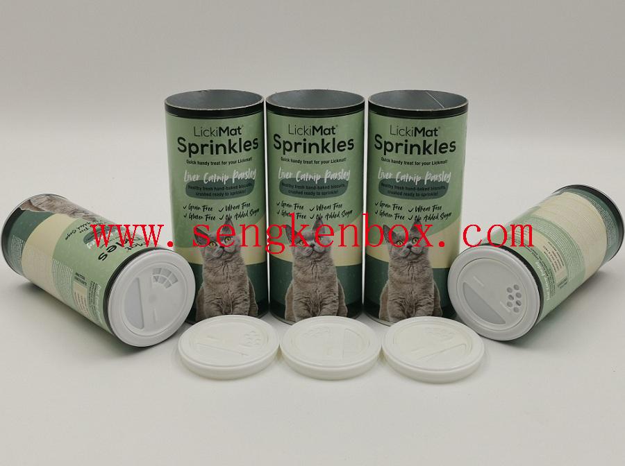Cat Biscuit Packaging Paper Cardboard Tube with Shaker Lid Cat Biscuit Packaging Paper Cardboard Tube with Shaker Lid