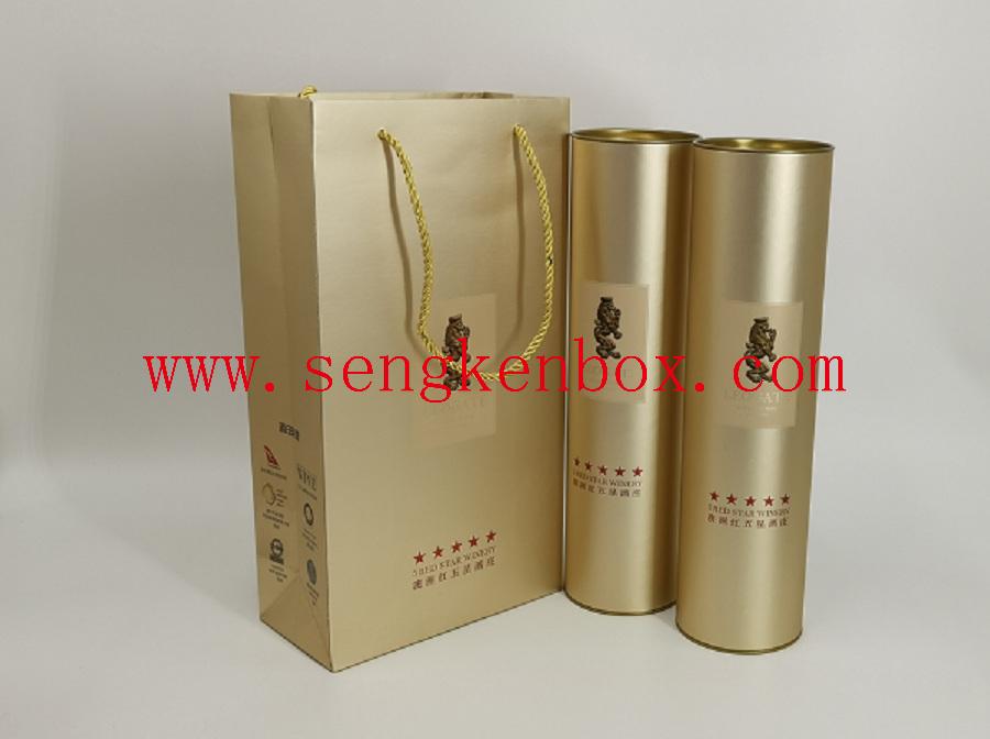 Two Wine Paper Tube Packaging with Gift Bag