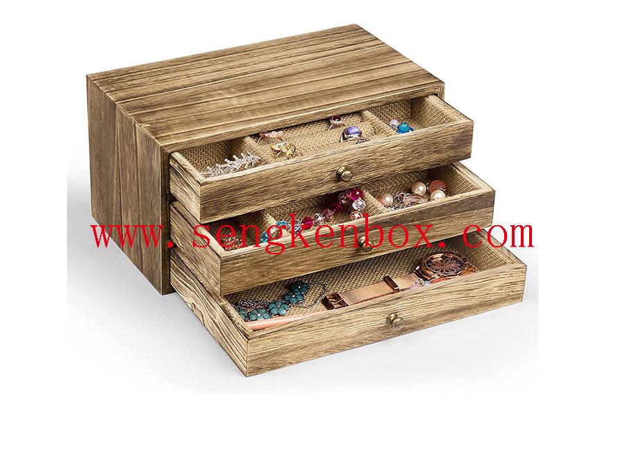 Wooden Jewelry Storage Box With Three Layers Of Old Surface Wooden Jewelry Storage Box With Three Layers Of Old Surface