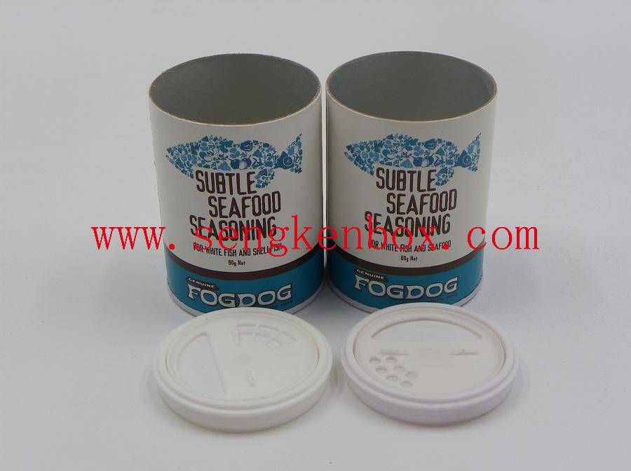 Food Grade Shaker Seafood Seasonings Packaging Cylinder Cardboard Paper Canister