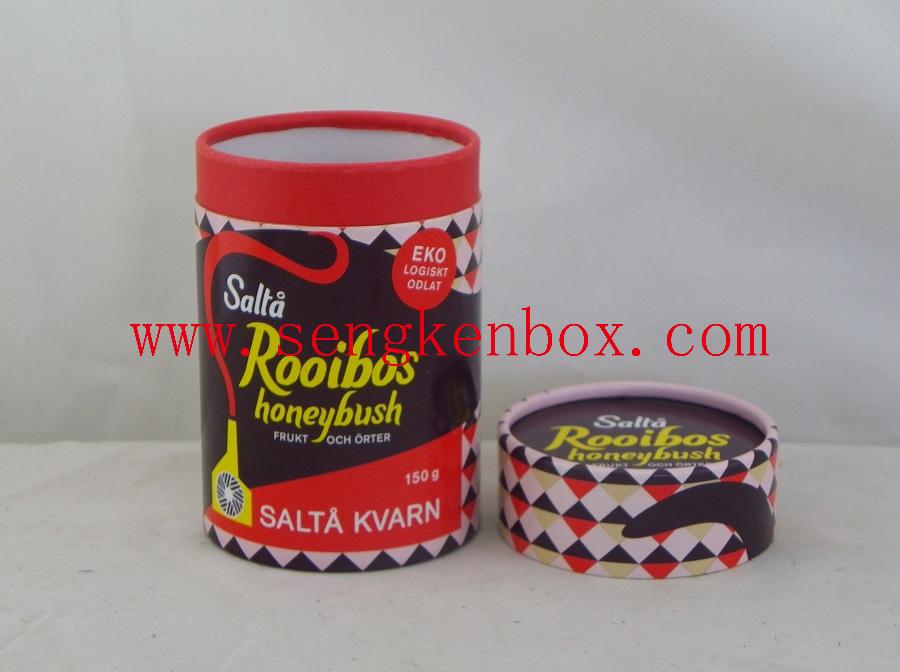 Cylinder Honeybush Tea Packaging Box Food Grade Paper Cans