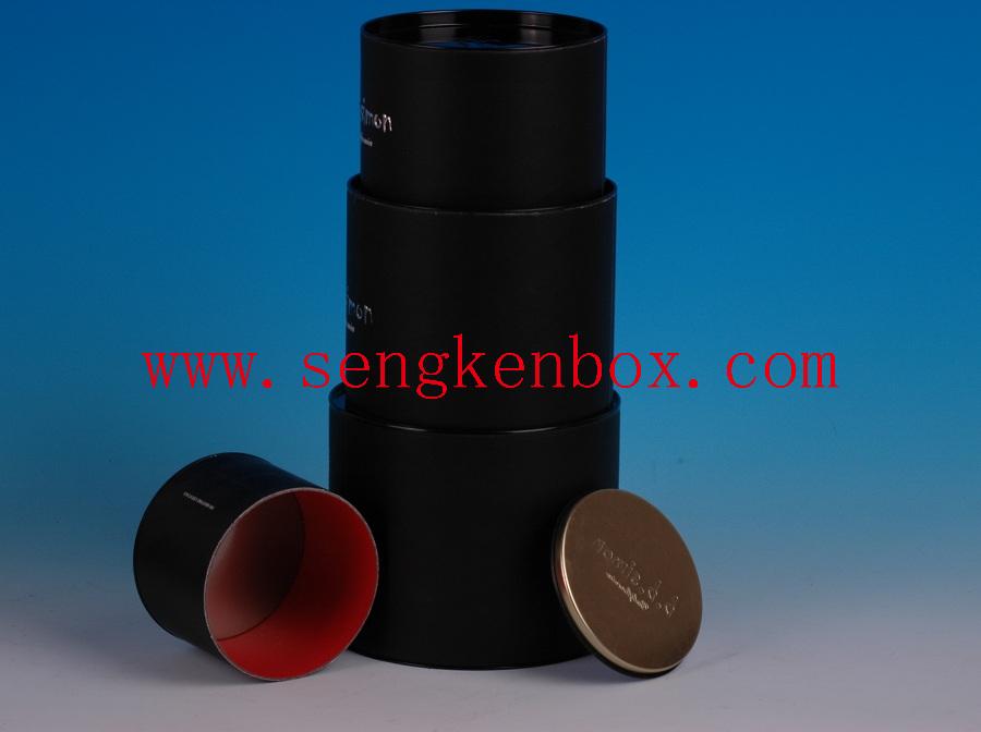 Black Big Diameter Paper Tube with Flat Metal Tin Lid Black Big Diameter Paper Tube with Flat Metal Tin Lid