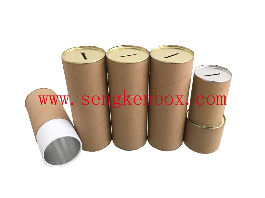 Rolled Edge Paper Cans Sealed Metal Tin Coin Slot Rolled Edge Paper Cans Sealed Metal Tin Coin Slot