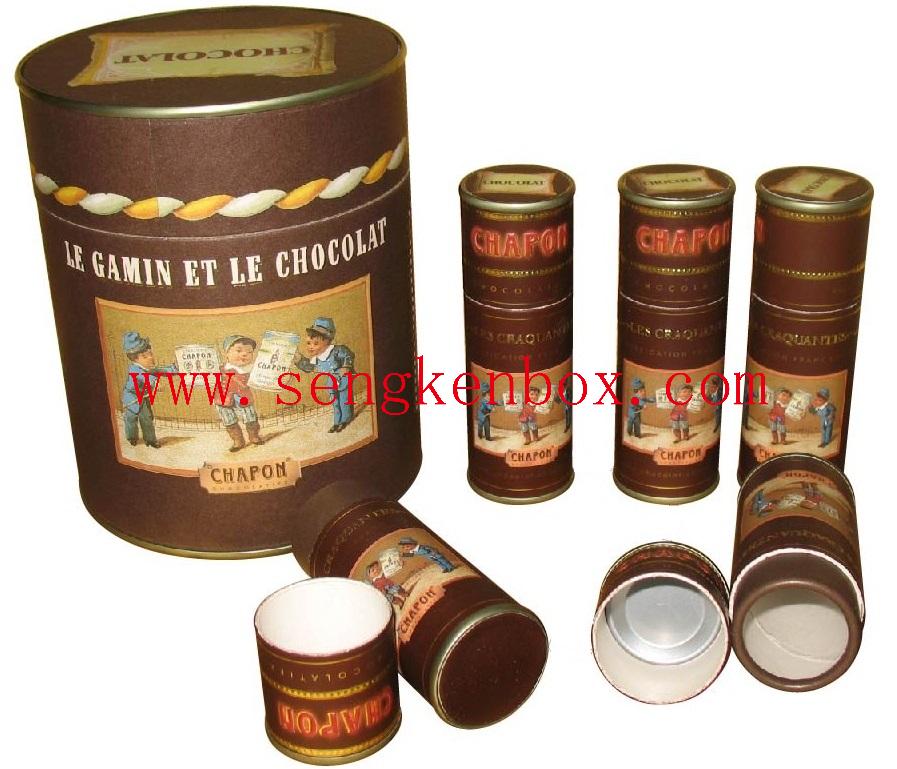 Rolled Edge Paper Tube Composite Tin Lid for Chocolate Packaging Rolled Edge Paper Tube Composite Tin Lid for Chocolate Packaging
