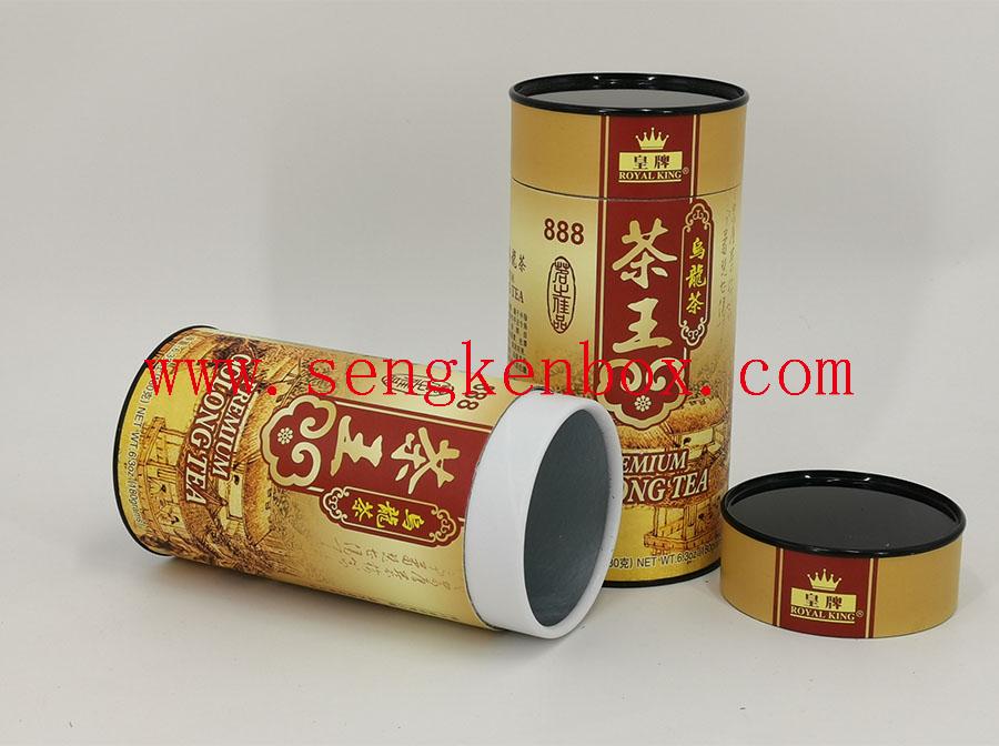 Paper Tea Cans With Black Metal Lid Paper Tea Cans With Black Metal Lid