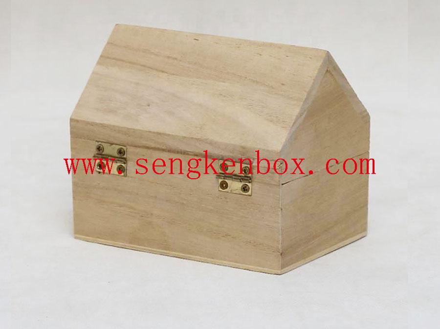 Wooden Box Packaging With House Shape