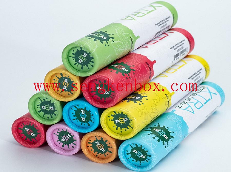 Round Rolled Edge Cardboard Box Vaping Device Packing Paper Canister
