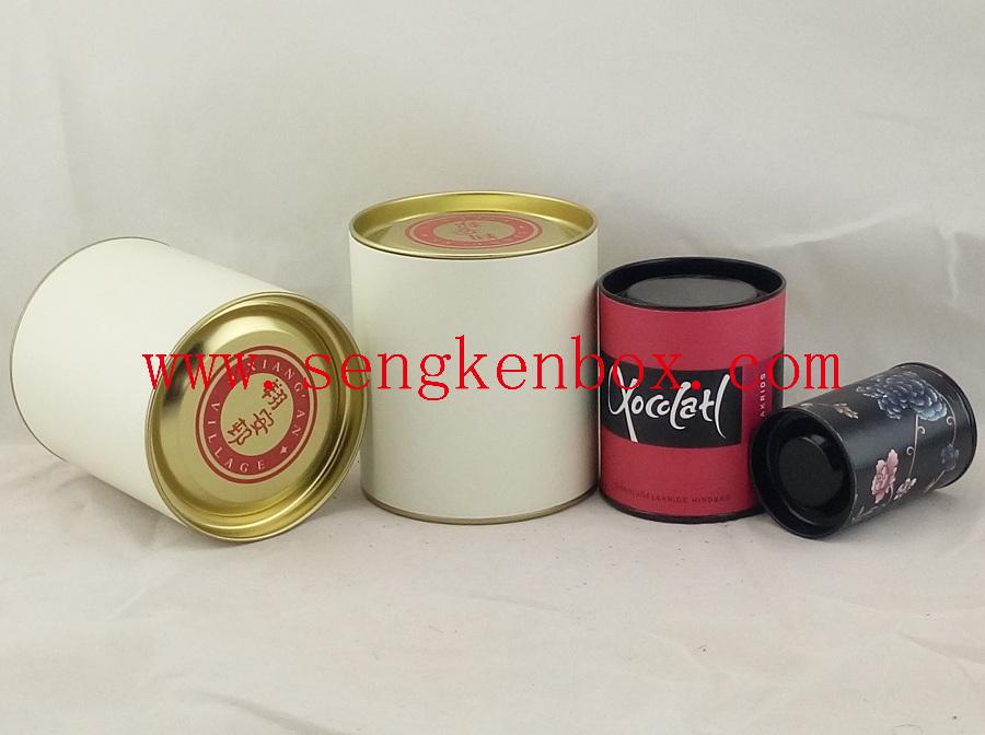 Cylinder Paper Canister with Metal Concavo-convex Cover For Chocolate Packaging Cylinder Paper Canister with Metal Concavo-convex Cover For Chocolate Packaging