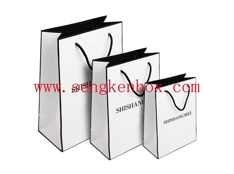 Custom Printed White Boutique Paper Packaging Bag Custom Printed White Boutique Paper Packaging Bag