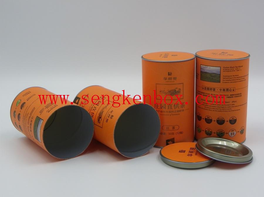 Composite Food Tea Packaging Paper Cans with Insert Tinplate Lid Composite Food Tea Packaging Paper Cans with Insert Tinplate Lid
