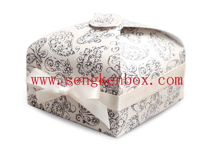 Macaron Dessert Paper Foldable Gift Box With Ribbon Bow Macaron Dessert Paper Foldable Gift Box With Ribbon Bow